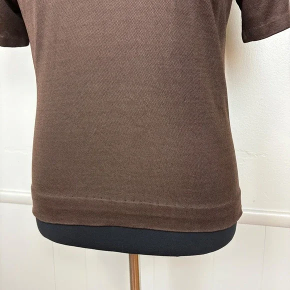 MarVista Sportswear Mens VTG Button Up Polo Shirt Sz S Short Sleeve Brown Stripe - Picture 10 of 17